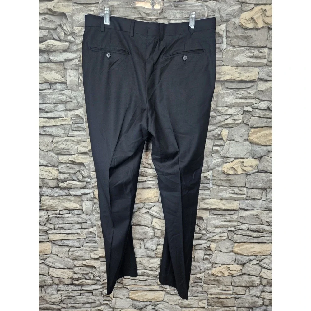 Suitsupply Men's Vitale Barberis Canonico Straight Leg Wool Trousers Black 34x32